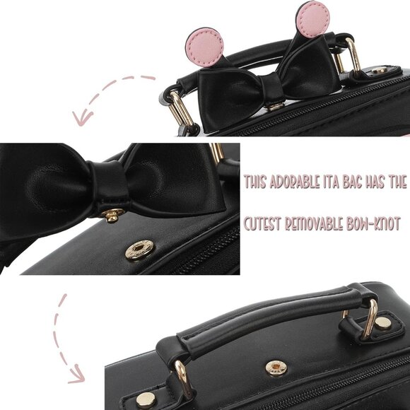 Retro TV Shaped Ita Backpack with Pin Display and Inserts Pink Crossbody Purse - Picture 8 of 9